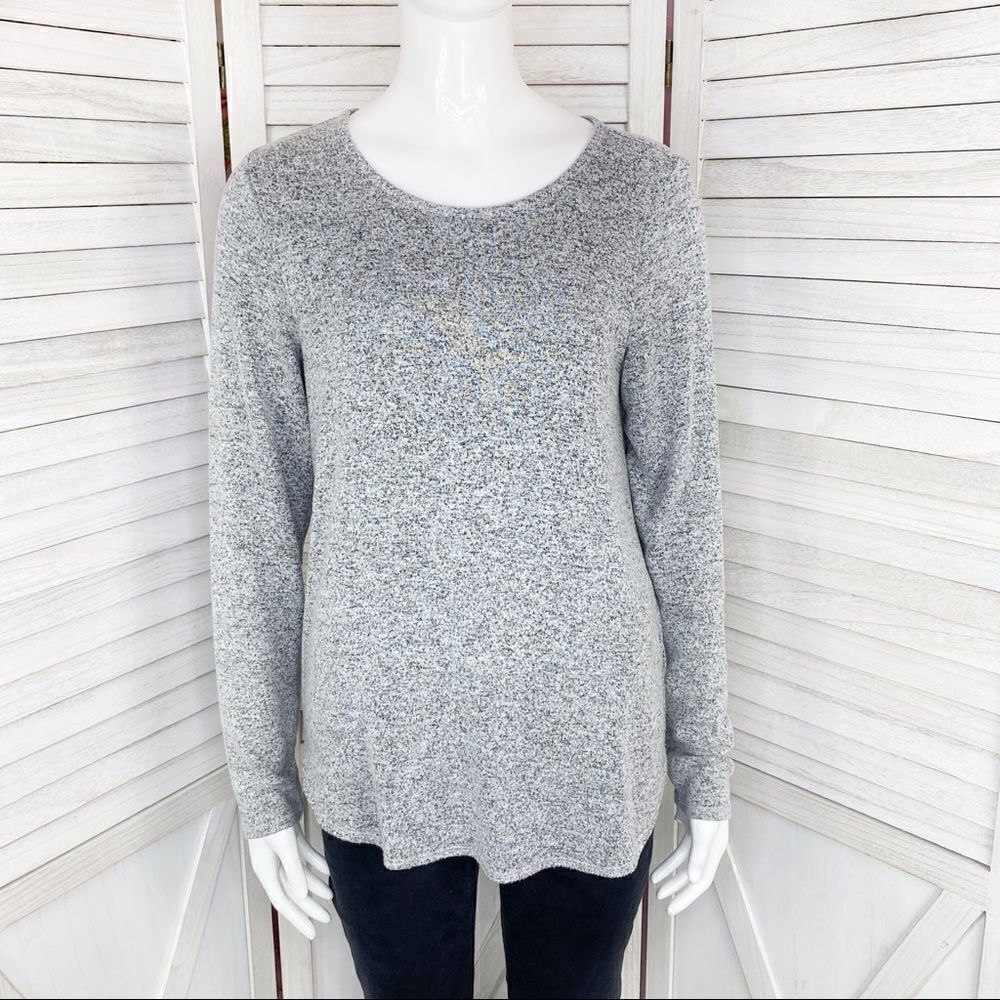 Old Navy Speckled Extra‎ Long Sleeve Popover Sweater Gray Medium Light Weight